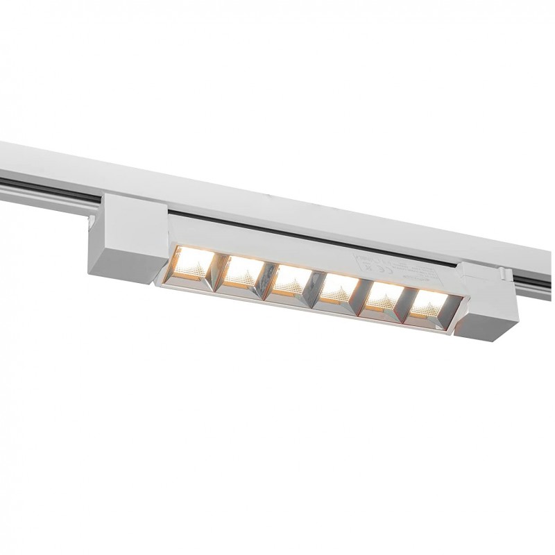 Faretto faro barra a griglia led 12W Bianco per binario monofase elettrico orientabile proiettore