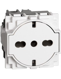 Bticino Living Now Presa shuko flat bianca+bipasso standard tedesco e italiano 2P+T 10/16 A KW4140A16F