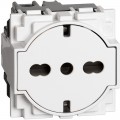 Bticino Living Now Presa schuko flat bianca+bipasso standard tedesco e italiano 2P+T 10/16 A KW4140A16F