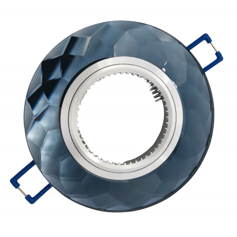 Portafaretto tondo in vetro nero fumé diamante fisso da incasso cartongesso per lampadine GU10