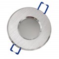 Portafaretto tondo impermeabile argento satinato da incasso cartongesso IP44 bagno per lampadine led GU10 MR16