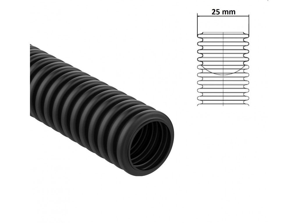 Tubo corrugato nero diametro da 16 20 25 32 mm pieghevole autoestinguente  flessibile per impianti cavi