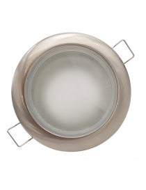 Portafaretto tondo impermeabile argento nickel incasso cartongesso IP44 bagno per lampadine led GU10 MR16