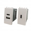 Presa USB A+C e Tipo C compatibile con Vimar Plana bianco caricatore a parete