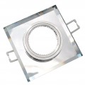 Portafaretto quadrato in vetro argento specchio fisso da incasso cartongesso per lampadine GU10 MR16