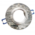 Portafaretto tondo in vetro argento specchio diamante fisso da incasso cartongesso per lampadine GU10
