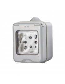 Presa universale idrobox 2 bipasso + schuko da esterno parete presa corrente in scatola stagna
