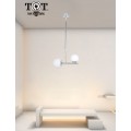Lampadario a sospensione argento con 2 sfere bolle in vetro bianco attacco G9 E27 design moderno