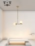 Lampadario a sospensione oro con 2 sfere bolle in vetro bianco opaco attacco G9 E27 design moderno minimal